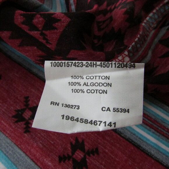 Wrangler Men's XL Long Sleeve Checotah Aztec Print Classic Fit Snap Shirt Red - Picture 3 of 3